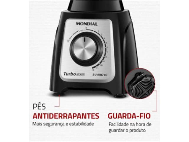 Liquidificador Turbo Glass Mondial Preto 1400W 110V L-1400 GI - 5
