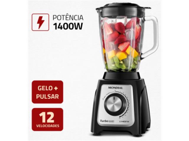 Liquidificador Turbo Glass Mondial Preto 1400W 110V L-1400 GI - 1