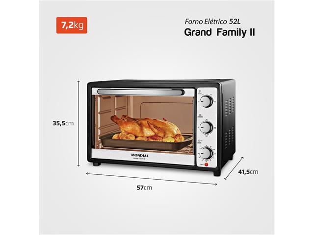 Forno Elétrico 52L Grand Family II Mondial Preto/Inox 1800W 110V FR-52 - 2