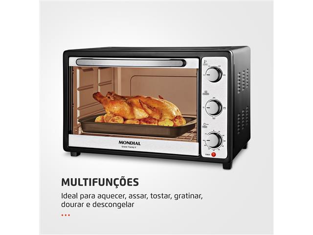 Forno Elétrico 52L Grand Family II Mondial Preto/Inox 1800W 110V FR-52 - 6