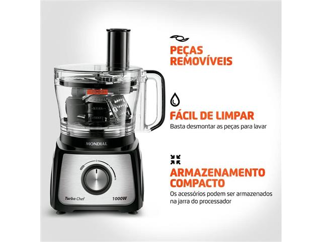 Multiprocessador Turbo Chef 5 em 1 Mondial Preto 1000W 110V MPN-01-B - 4