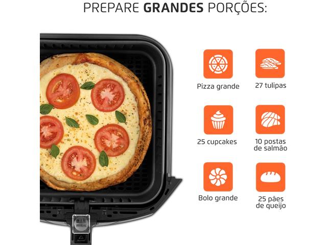 Fritadeira Sem Óleo Air Fryer 8L Mondial Preto 1900W  AFN-80-BI - 3