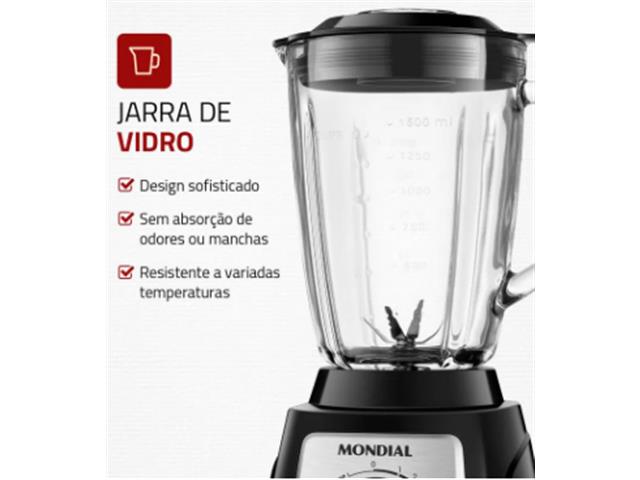 Liquidificador Turbo Glass Mondial Preto 1400W  L-1400 GI - 3
