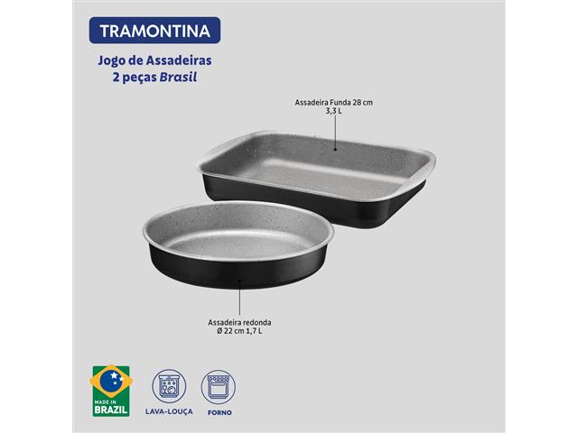 Jogo de Assadeiras Tramontina Antiaderente Starflon Max Preto 02 Pçs - 1
