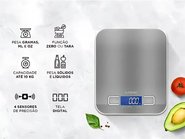 Balança de Cozinha Digital até 10KG Alta Precisão Gadnic - 1