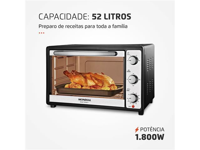 Forno Elétrico 52L Grand Family II Mondial Preto/Inox 1800W FR-52 220V - 1