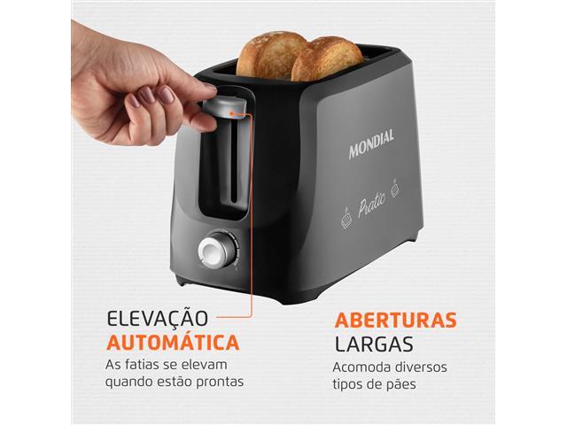 Tostador de Pães Pratic Mondial Preto/Prata 700W T-18 220V - 1