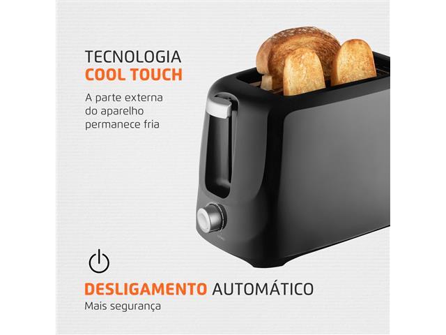 Tostador de Pães Pratic Mondial Preto/Prata 700W T-18 220V - 2