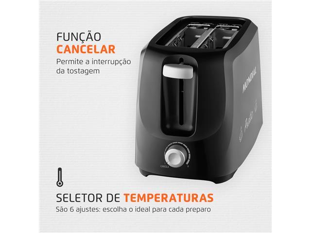 Tostador de Pães Pratic Mondial Preto/Prata 700W T-18 220V - 3