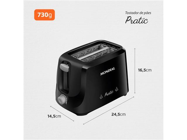 Tostador de Pães Pratic Mondial Preto/Prata 700W T-18 220V - 5