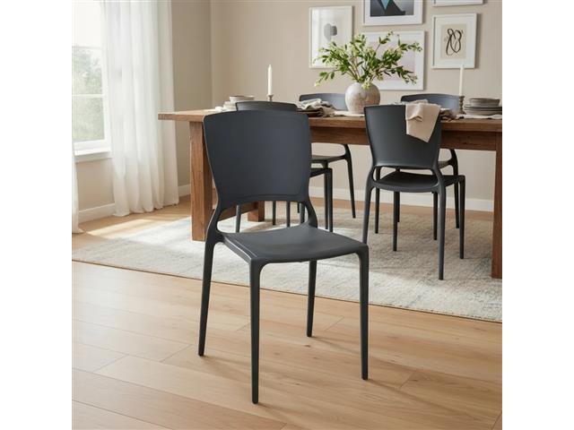 Cadeira Tramontina Sofia Encosto Fechado Grafite - 9