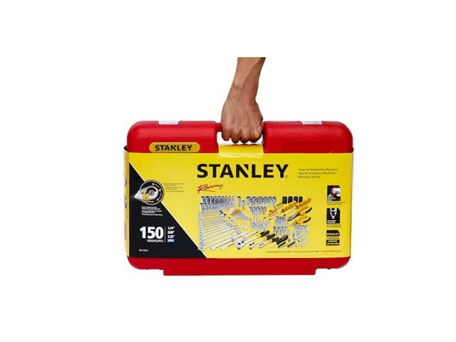 Jogo de Soquetes Stanley Encaixe MM e POL 1/4" 3/8" 1/2" com 150 Peças - 9
