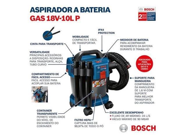 Aspirador de pó a bateria Bosch GAS 18V-10 L Premium 18V SB - 2