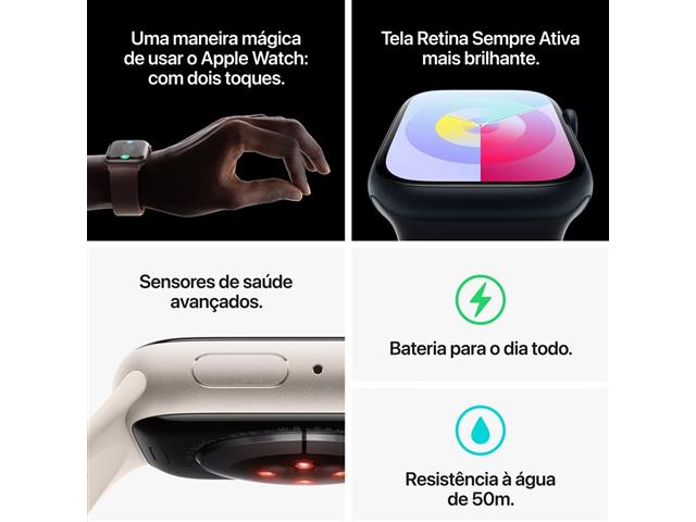 Apple Watch Series 9 GPS 45mm Alumínio Pulseita Esportiva MeiaNoite MG - 8