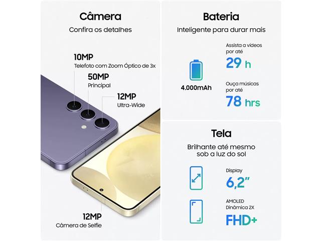 Smartphone Samsung Galaxy S24 5G 256GB 6.2" AI 8GB 50+12+10MP Violeta - 6