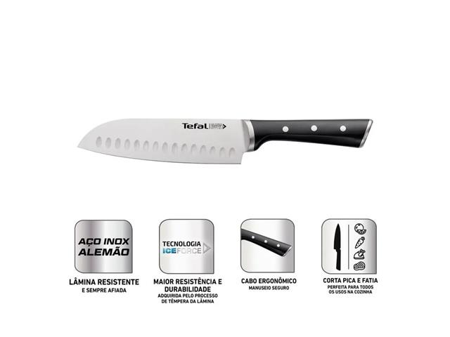Faca Santoku Aço Inox Tefal Ice Force 18cm - 1