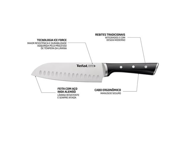 Faca Santoku Aço Inox Tefal Ice Force 18cm - 2