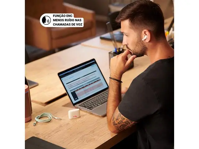 Fone Bluetooth 5.3 Cancelamento de Ruído Ambiente TWS Lity Branco T12 - 2