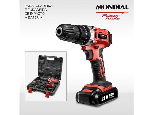 Parafusadeira e Furadeira Mondial PF-09M Bateria 21V Bivolt - 1