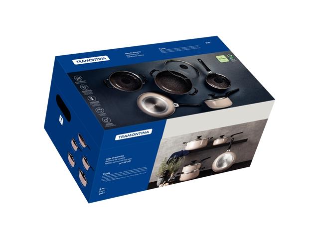 Jogo de Panelas Tramontina Tunis Cerâmico Rosa Trufado 5 Peças - 3