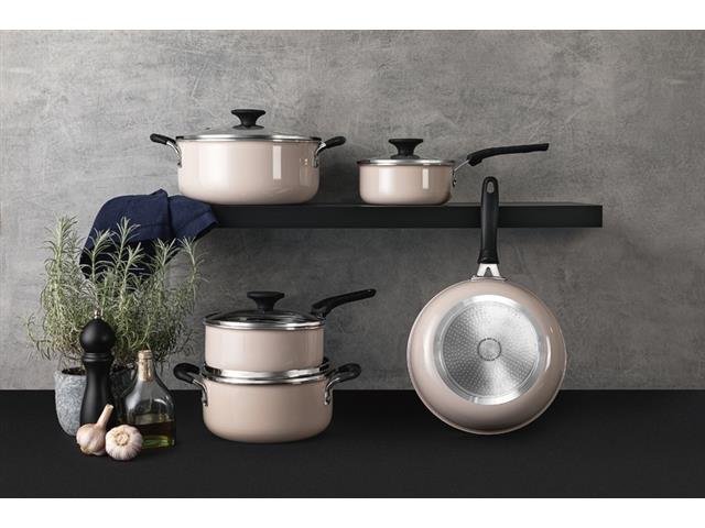 Jogo de Panelas Tramontina Tunis Cerâmico Rosa Trufado 5 Peças - 1