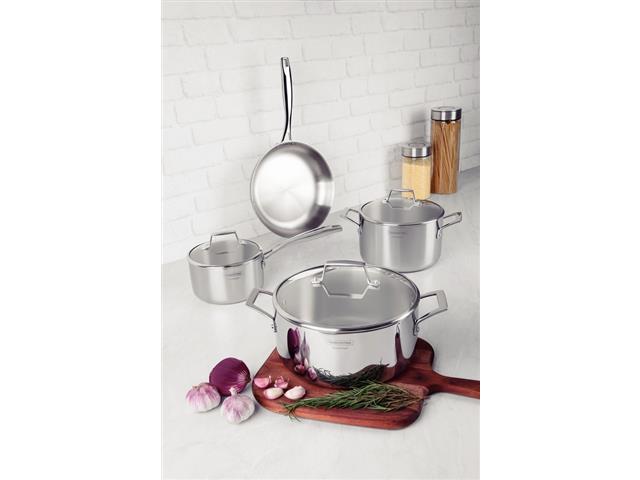 Jogo de Panelas Tramontina Grano em Inox e Tampa de Vidro 4 Peças - 1