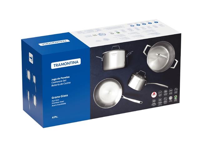 Jogo de Panelas Tramontina Grano em Inox e Tampa de Vidro 4 Peças - 6