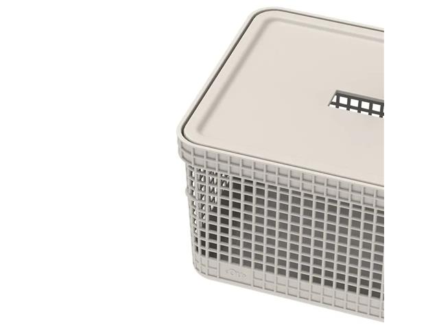 Cesto Organizador OU Grid com Tampa 8 Litros Bege - 2