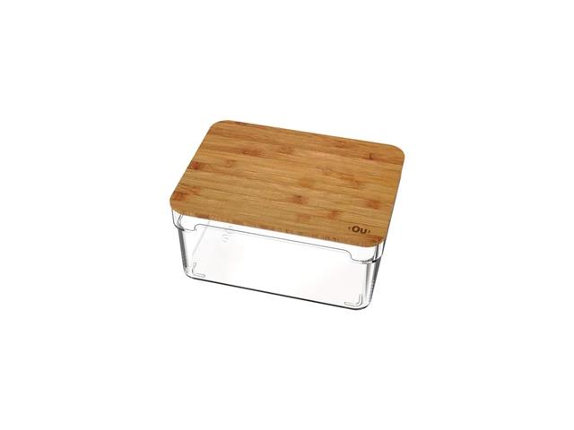 Organizador Clear OU com Tampa de Bambu 3 Litros - 1