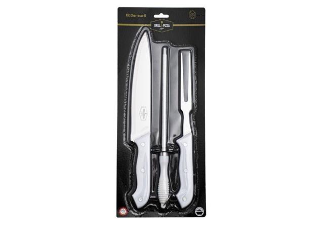 Kit Churrasco Faca Chaira e Garfo Prana Grill & Pizza 3 Peças - 3