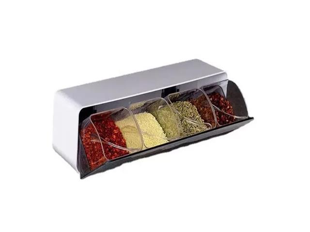 Porta Tempero Prana Cozinha Condimentos 4 Divisórias de Parede - 1