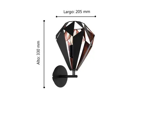 Aplique Eglo Carlton Negro Cobre 1X60W