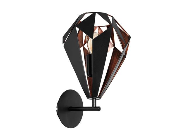 Aplique Eglo Carlton Negro Cobre 1X60W
