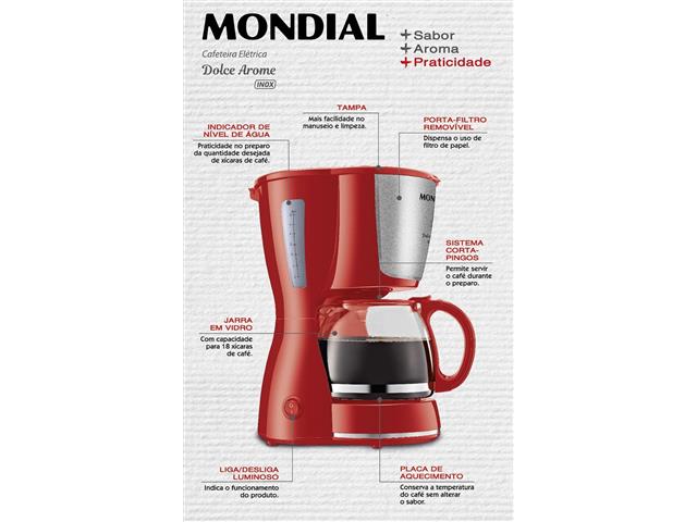 Cafeteira Elétrica Mondial C-35-18X Dolce Arome Inox 18 Xícaras 110V - 2