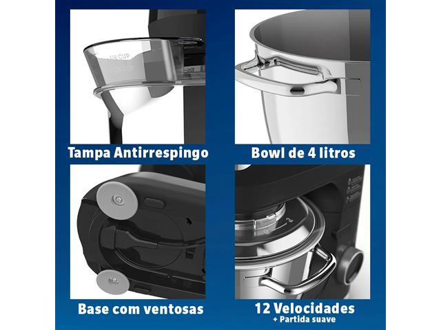 Batedeira Planetaria Oster Obat641 Preta Inox 110V - 4
