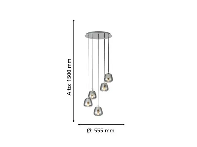 Lampara Colgante Eglo Albarino Cromo 5X40W 39668