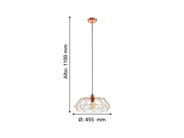 Lampara Colgante Eglo Carlton Cobre 1X60W2 49488