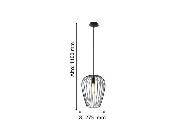 Lampara Colgante Eglo Newtown Negro 1X60W 49472