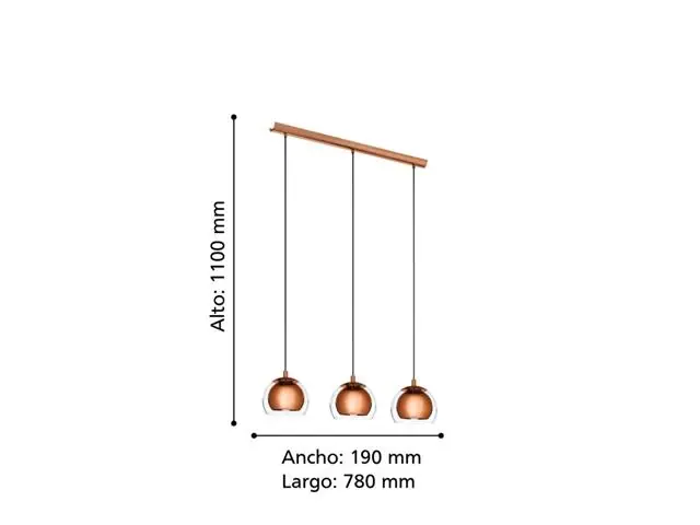 Lampara Colgante Eglo Rocamar Cobre 3X40W 94591