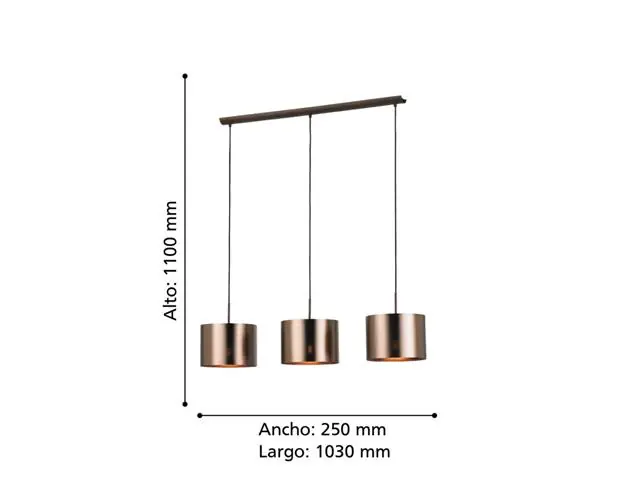 Lampara Colgante Eglo Saganto Café 3X60W 39357