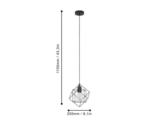 Lampara Colgante Eglo Straiton Negro 1X60W 43358