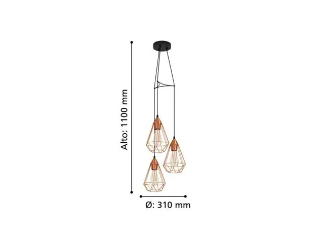 Lampara Colgante Eglo Tarbes Negro 3X60W 94196