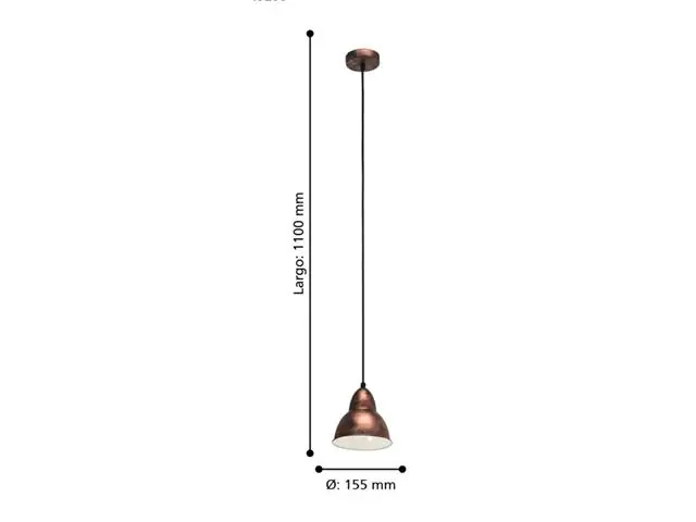 Lampara Colgante Eglo Truro Antiguo Color Cobre 1X40W 49235