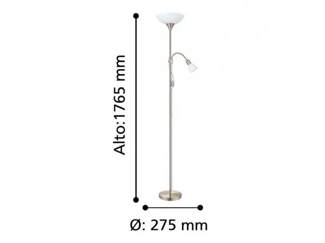 Lampara de Pie Eglo Up Níquel Satinado 1X60W;1X18W