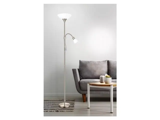 Lampara de Pie Eglo Up Níquel Satinado 1X60W;1X18W