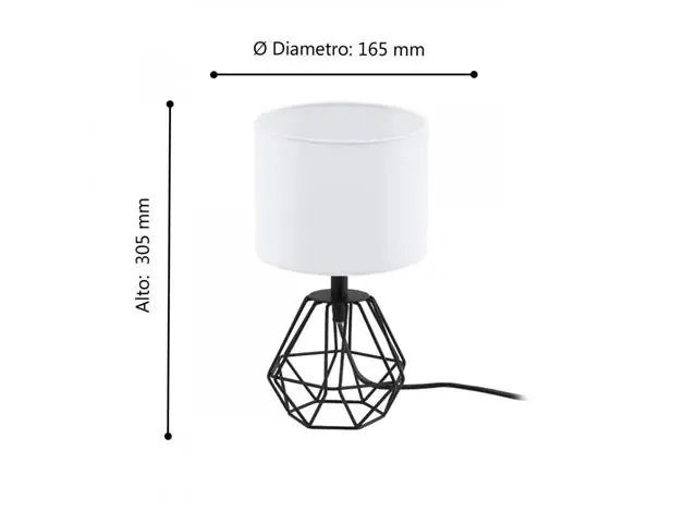 Lampara de Sobremesa Eglo Carlton Negro 1X60W