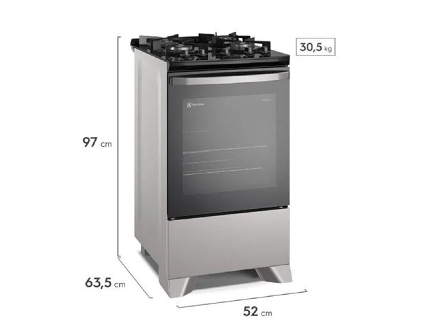 Fogão 4 bocas Electrolux FE4GS Efficient e Mesa de Vidro Prata Bivolt - 1
