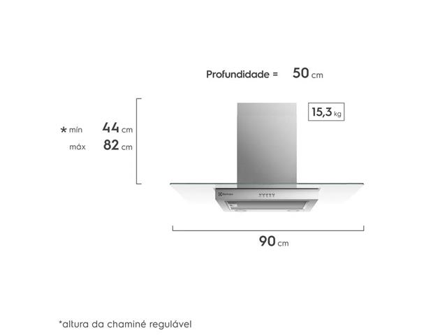 Coifa de Parede Electrolux CE9VX Vidro 90cm Efficient com Luz 220V - 1