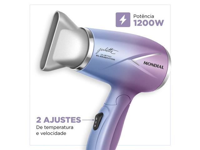 Secador de Cabelo By Juliette Mondial Azul/Rosa 1200W Bivolt - 3