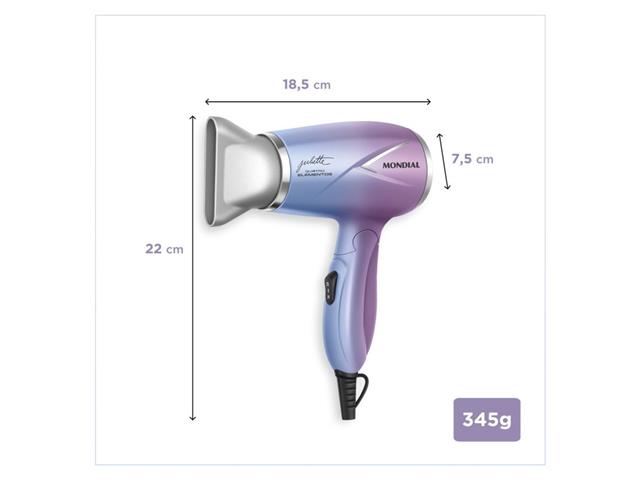 Secador de Cabelo By Juliette Mondial Azul/Rosa 1200W Bivolt - 8